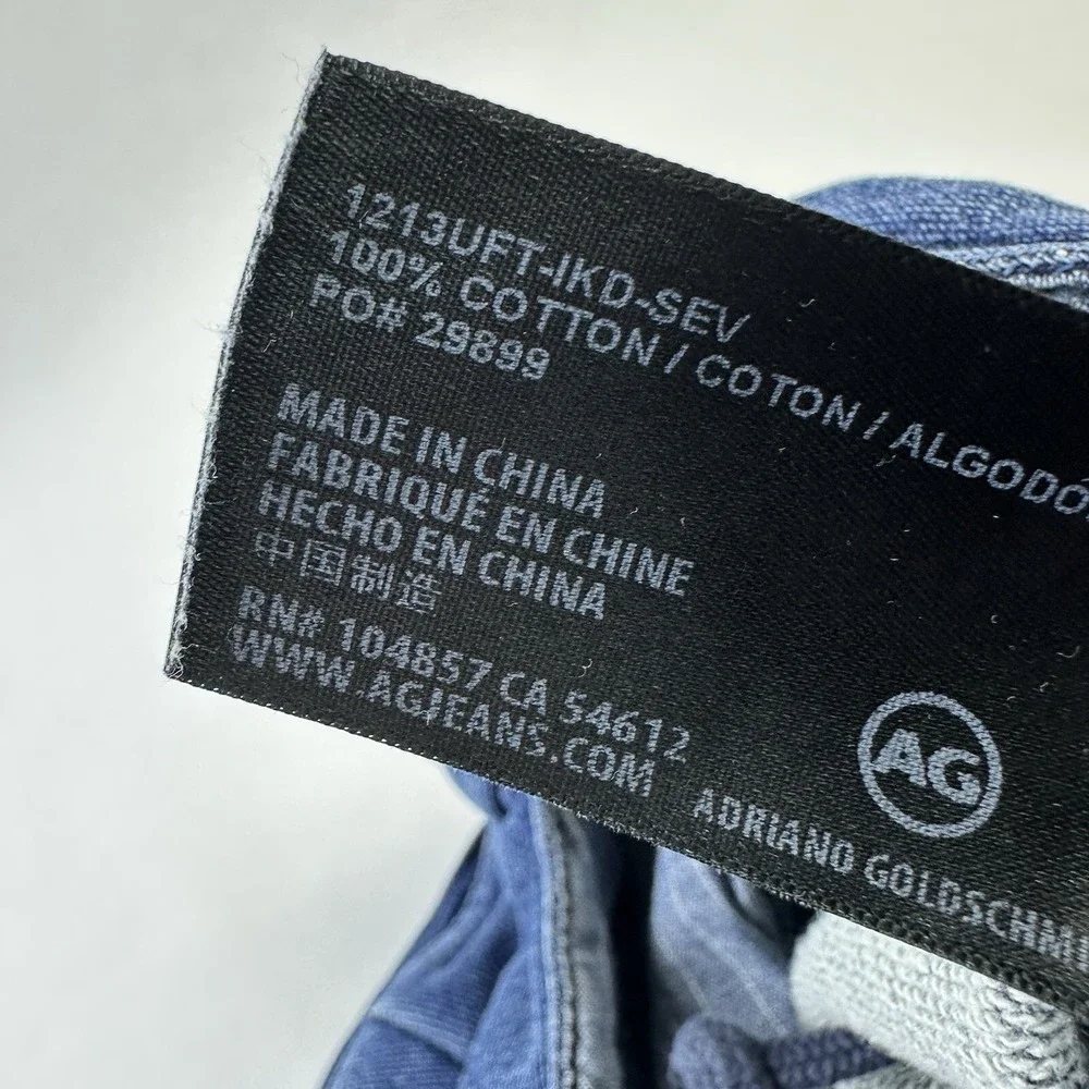 AG Adriano Goldschmied Jogger Pants 30 Blue Pleated Knit Denim 1213UFT-IKD-SEV